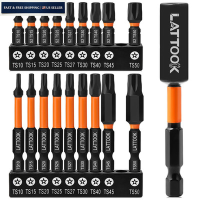 19-Pieces 5 Point Star Torx Bit Set, LATTOOK Security Tamper Proof Black