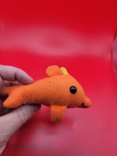Vintage Orange Dolphin Mini Plushie Plush Stuffed Toy