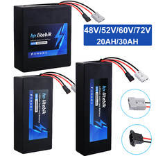 48V/52V/60V/72V Ebike Battery 20Ah/30Ah Lithium for Electric bicycle 2400W-3600W