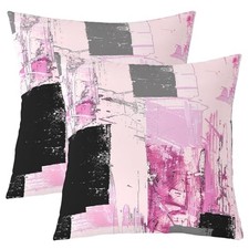 Abstract Art Reversible Throw Pillow 16" x 16" Pack of 1 Pink Gray Black