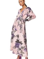 ASOS Edition Midi Dress in a Dusky Pink and Purple Floral Print