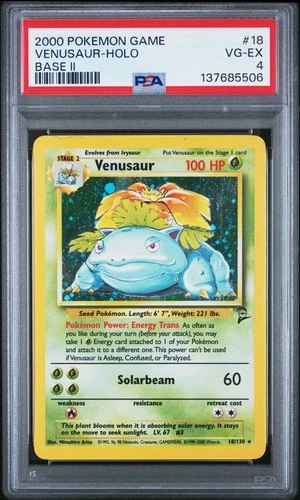 2000 POKEMON BASE SET 2 #18 VENUSAUR-HOLO PSA 4