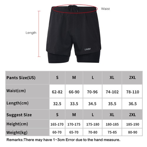 Lixada Men's 2-in-1 Running Shorts Quick Drying Breathable Active Training - Picture 9 of 11