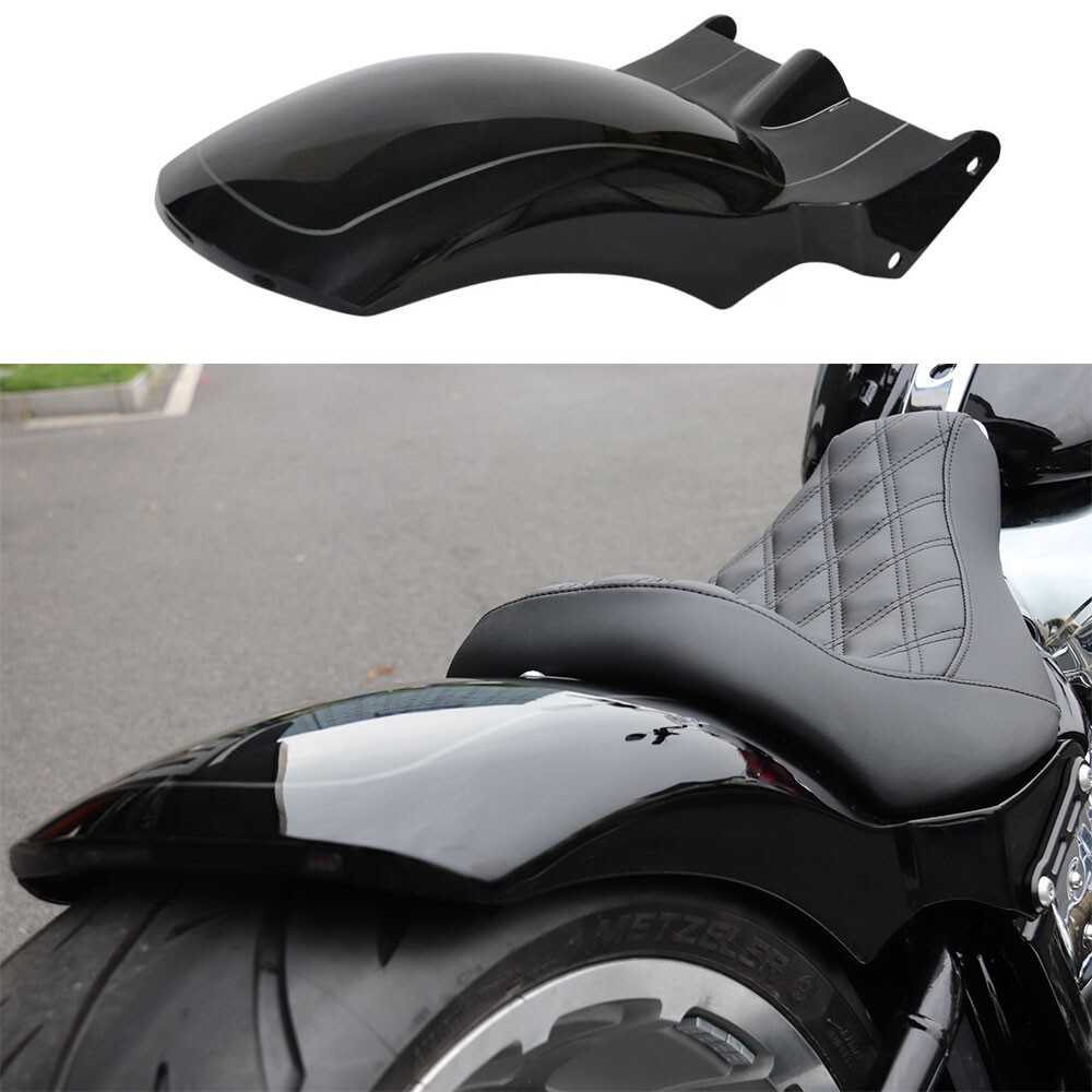 HD 260mm Short Rear Fender Gloss Black Silver Pinstripe with