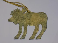 Moose Christmas Ornament Gold Tin Metal Tree Holiday Metallic Rustic Wildlife 3"