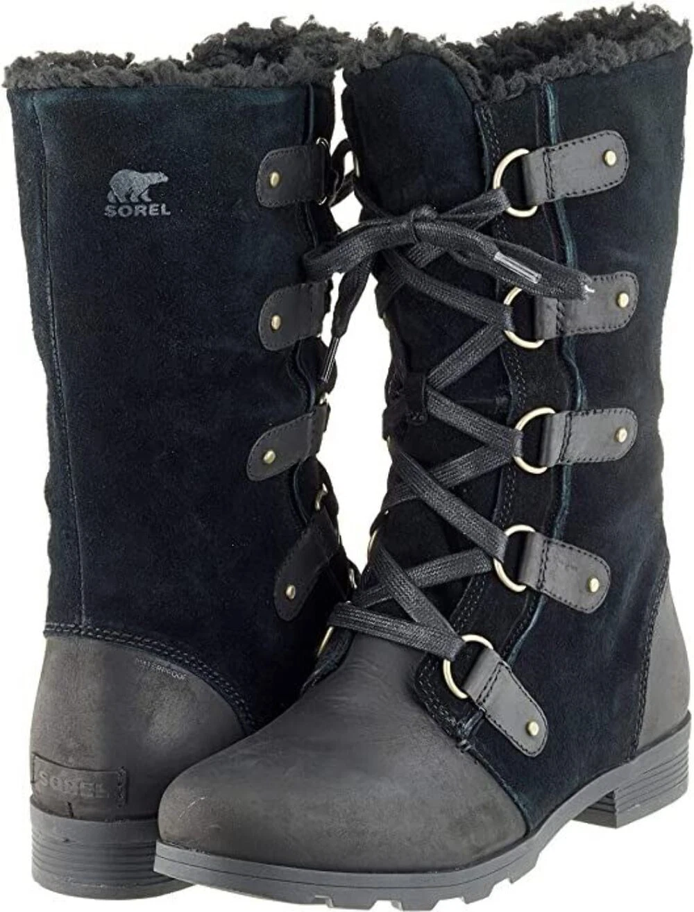 Sorel Women's Emelie Lace Leather Winter & Snow Boots Size 7 Black NEW IN BOX