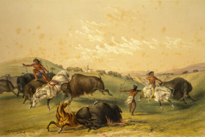 Buffalo Hunt by George Catlin Native American Giclee Art Print + Ships Free