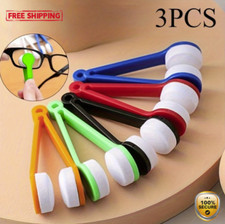 3pcs Portable Glasses Cleaning Brush Microfiber Eyeglass Lens Cleaner - NEW