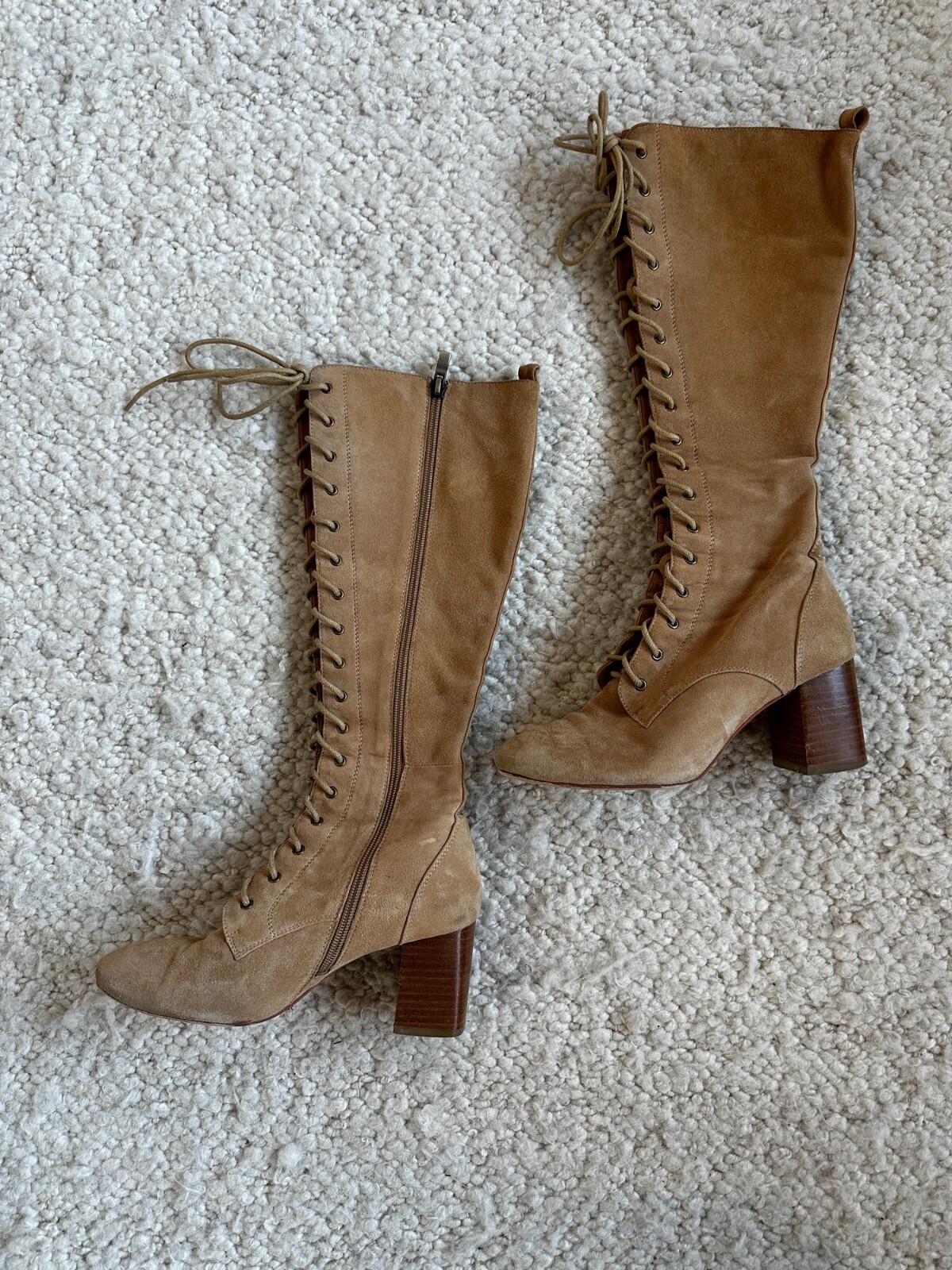 Silent D Kelsey Tall Lce Up Boots Tan Suede Size … - image 2