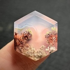 Tiny Scenic Moss Agate Cabochon 17x15x4.5mm High Quality 10 ct