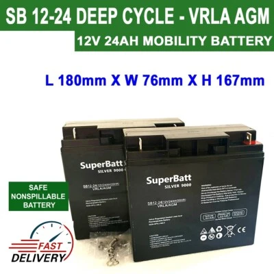 SUPERBATT 2 x SB12-24 12V 24AH (17AH 18AH 20AH 21AH 22AH) VRLA AGM Sealed Battery No Spill