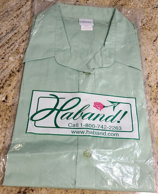 NEW! Haband Women's Size L 3/4 Sleeve Button Blouse Code B2C MINT GREEN . Read!