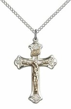Two-Tone /Gold Filled Crucifix Pendant with 18" Lite Curb Chain.