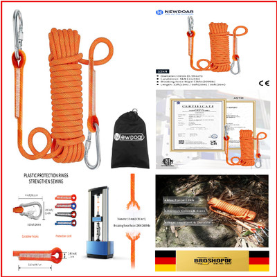 NewDoar 12KN Statisches Kletterseil für Abseilen, Eisklettern und Feuerrettun...