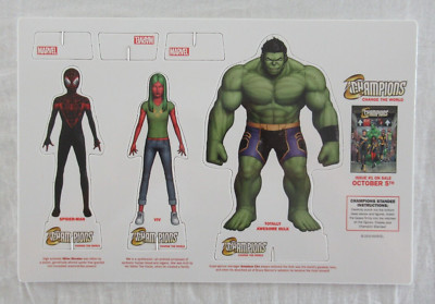 Marvel Champions Cardboard Standees 2016 Hulk Viv Vision Miles Morales UNPUNCHED