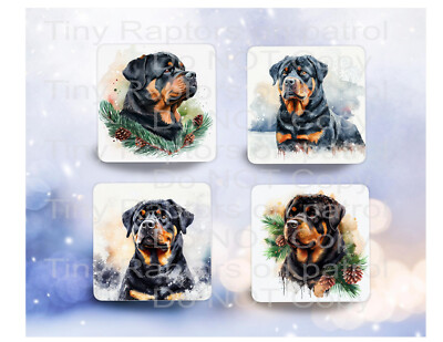 Rottweiler theme neoprene drink coasters, set of 4, CHOICE, absorbent, Dog, gift