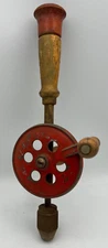 Vintage Possibly Yankee North Bros Hand Crank Eggbeater Drill 13.25” Long, Works
