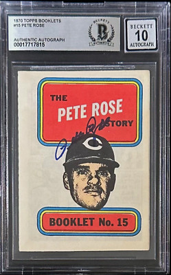 Pete Rose Signed 1970 Topps Booklets Card #15 Beckett Authentic 