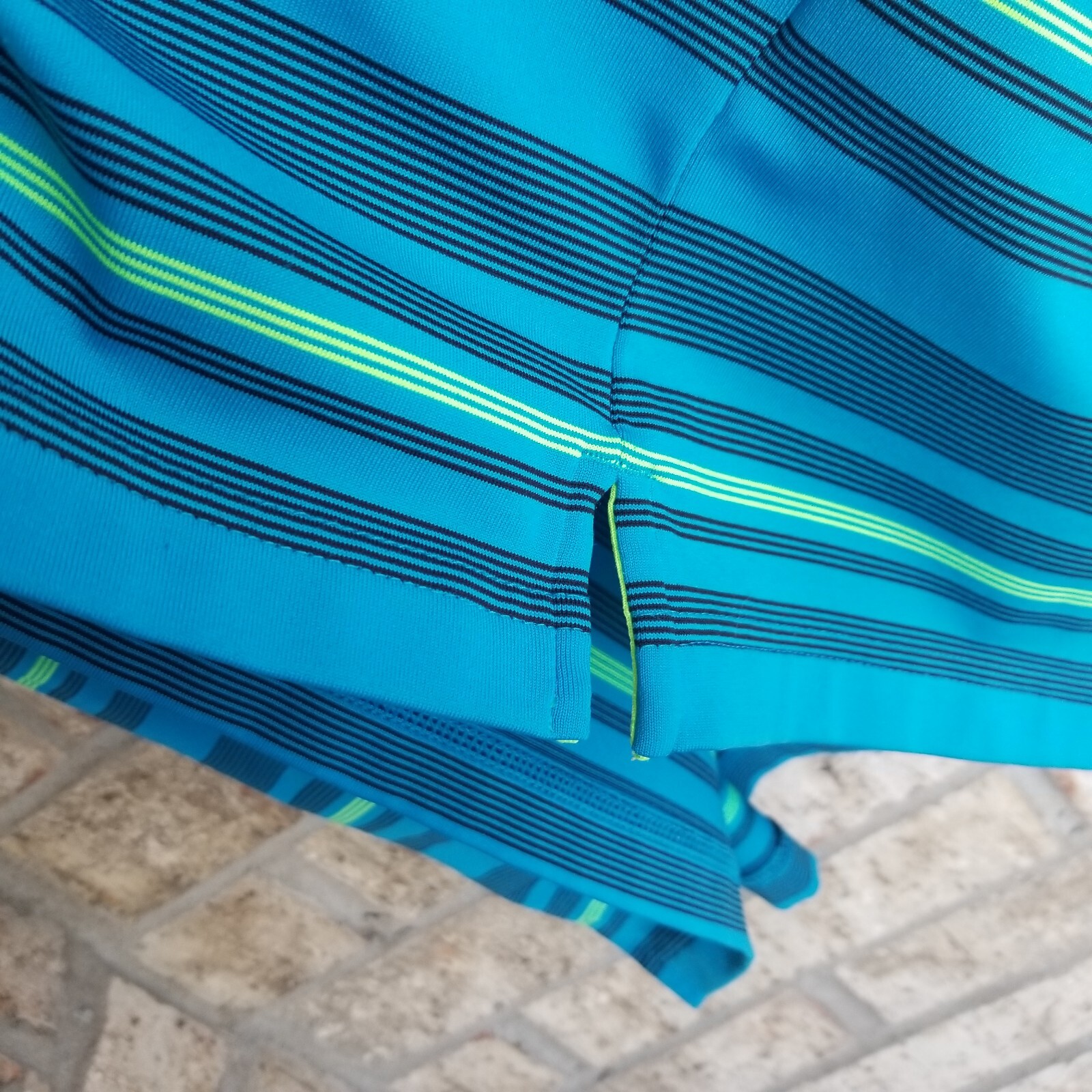 Slazenger Performance Blue Striped Golf Polo Shirt (Men XL) Wicking Short Sleeve