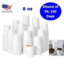 8 oz Paper Cups Disposable Coffee Cups Party Cups For Hot  Cold Drinks BPA FREE