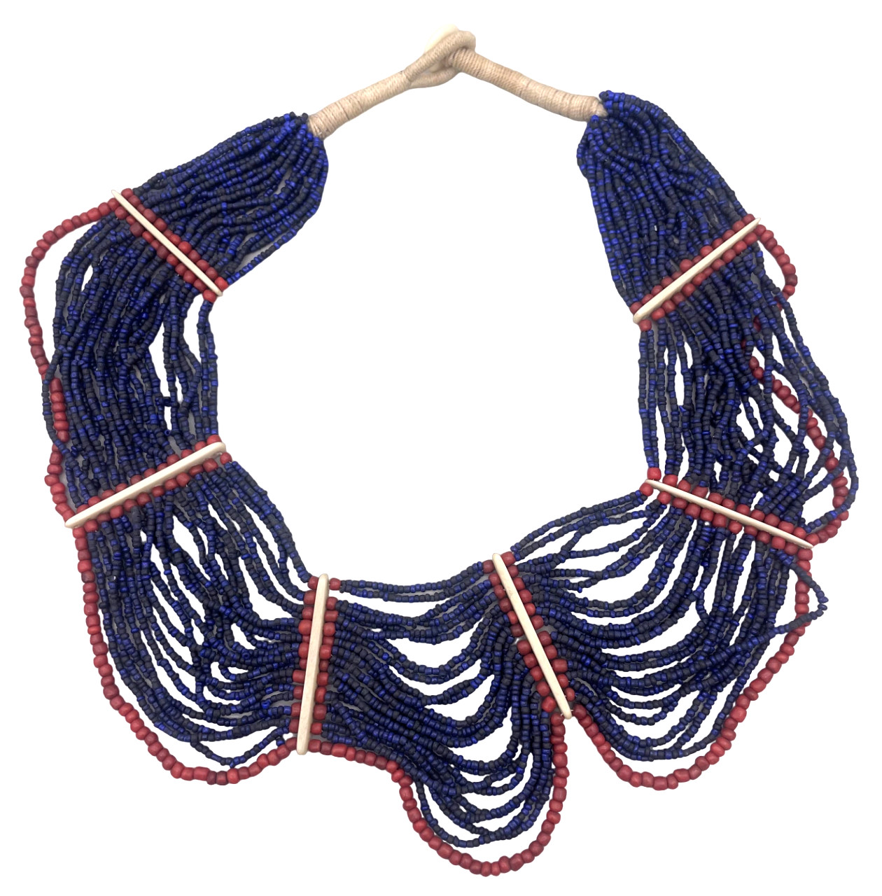 Multistrand Blue Beaded Layered Statement Necklac… - image 1