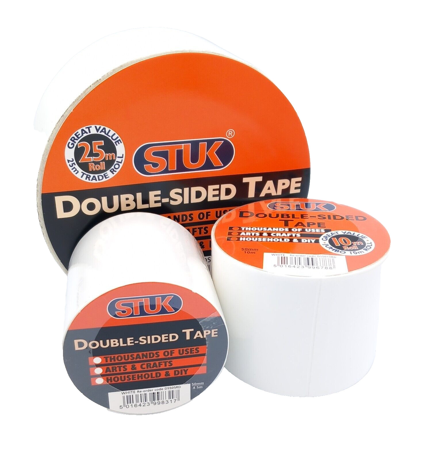 Double Sided Tape Arts Craft DIY Household Strong Hold Adhesive 50mm x 25m  Roll