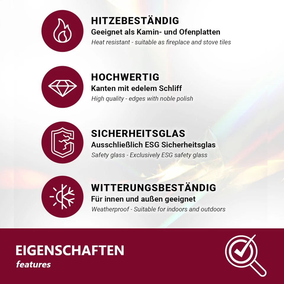 Glasplatte Glasscheibe Tisch Kaminschutzplatte Kaminofen Boden Deko Ø 30–90 cm - Bild 3 von 4