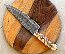 Custom Hand Made Forged Damascus Steel Chef Knife PineCone Handle 2795