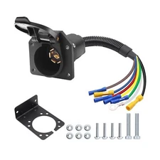7 Pin Trailer Plug,7 Way RV Trailer Light Connector Socket, 7 Prong Trailer P...