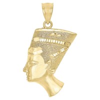 10K Gelbgold Nofretete ÄGyptische KöNigin AnhäNger Herren Damen 1.5” 3.3 Gr