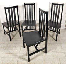 LOTTO 4 SEDIE DESIGN Legno Laccato PELLE Made in Italy SET VINTAGE CHAIRS sedia