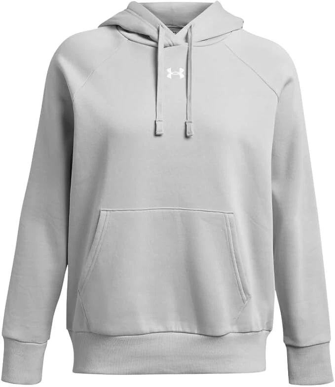 Women's Under Armour Fleece Small Logo Hoodie Gray White Size Medium MSRP $55