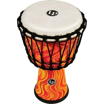 LP World Rope-Tuned Circle Djembe, 7 in. Orange Marble