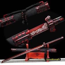 Red Dragon Broadsword Sharp 1095 Carbon Steel Chinese Tang Dao Functional Sword