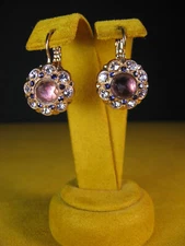 MARIANA EARRINGS PURPLE BLUE FLOWER SWAROVSKI CRYSTALS ROSE GOLD PL Gift