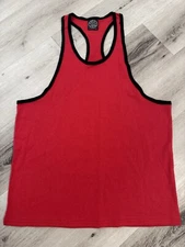 NOS Vintage Gold's Gym Stringer Tank Top Blank Red Mens Large X-Treme Activewear