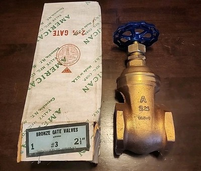   NIB* American Valve 2-1/2  2 1/2 Gate Valve 125-S Bronze Brass *Same Day Ship