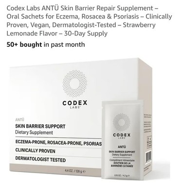 Codex Labs ANTÜ Skin Barrier Repair Supplement   Oral Sachets for Eczema Rosa...