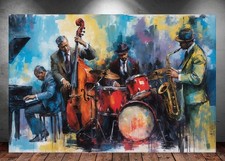 LEINWAND BILD ER XXL MUSIKER SAXOPHON JAZZ BUNT BLUES ABSTRAKT WAND POSTER P1633