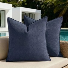 Pack of 2 Waterproof Soft Chenille Decorative Outdoor Throw Pillow Covers Sol...