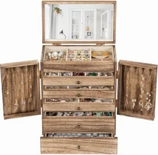 Jewelry Box Organizer, Solid Wood Jewelry Boxes for Women for Storage & Display