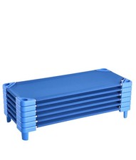 Uimoso Stackable Kiddie Cot 52" x 23" Daycare Nap Cots for Kids Blue Pack of 6 