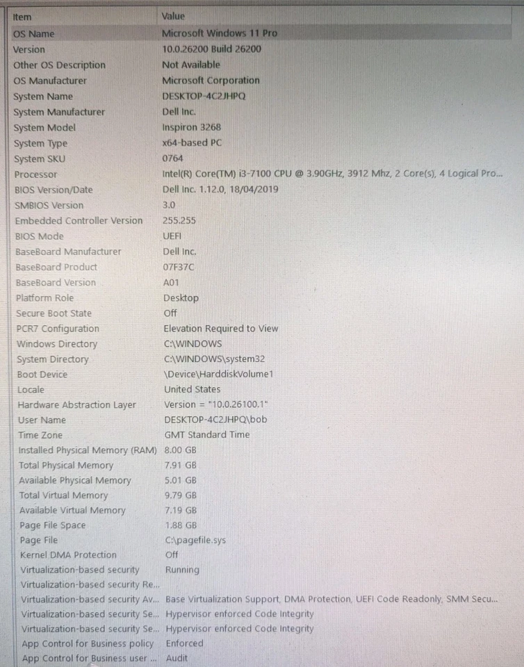 Dell Inspiron 3268 Intel Core I3-7100 3.90GHz 8GB Ram Windows 11 Supported - Image 2 of 4