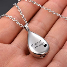 Urn Necklace for Ashes Teardrop Pendant Necklace Cremation Memorial Jewelry