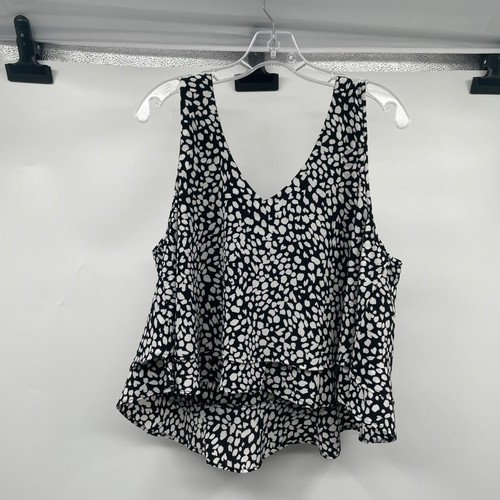 Bar III Womens Cropped Sleeveless Top Black/White Print Size XL - Picture 7 of 8