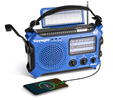 Kaito Voyager AM/FM/SW/NOAA Emergency Weather Radio Solar Hand Crank Blue