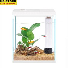Fish Tank 2 Gallon Starter Kit W/ Filter LED Light Easy Clean Aquarium Durable