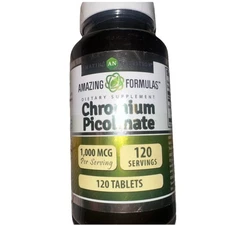 Amazing Formulas Chromium Picolinate 1000mcg Tablets Supplement 120 Ct BB 08/27