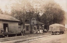 Railroad Deapot At Deerfield MI Michigan 1908 RPPC Photo Postcard COPY