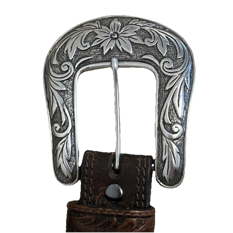 Ariat Western Mujer M Cinturón Cuero Tachonado Estrás Marrón 1.5” Foto 3 de 4